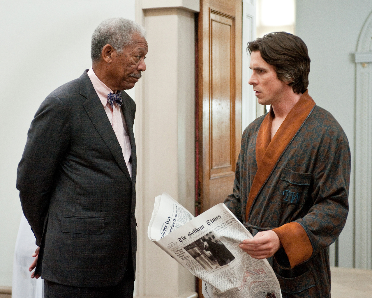 The Dark Knight Rises Lucius Fox and Bruce Wayne